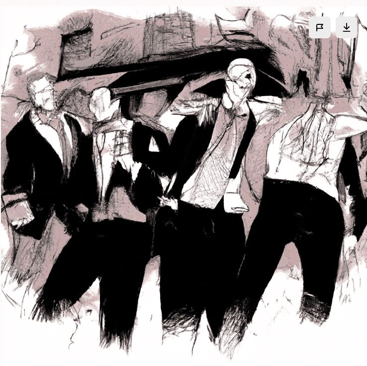 Komikartige Zeichnung von Männern in Anzügen, die sich eine Schlägerei liefern